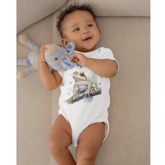 可愛い水色の木のカエルカスタム、 ベビーボディスーツ