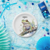 可愛い水色の木のカエルカスタム、 ペーパープレート (パーティー)