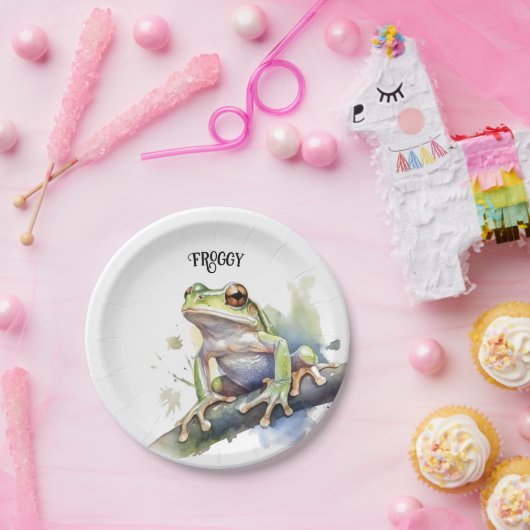 可愛い水色の木のカエルカスタム、 ペーパープレート (パーティー)