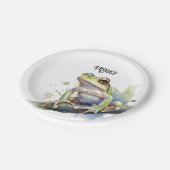 可愛い水色の木のカエルカスタム、 ペーパープレート (アングル)