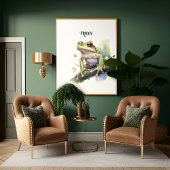 可愛い水色の木のカエルカスタム、 ポスター