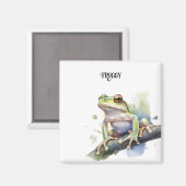 可愛い水色の木のカエルカスタム、 マグネット (正面/裏面)