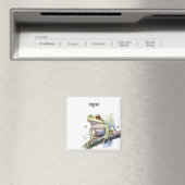 可愛い水色の木のカエルカスタム、 マグネット (インサイチュ (食洗機))