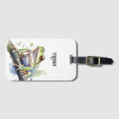 可愛い水色の木のカエルカスタム、 ラゲッジタグ (正面横)