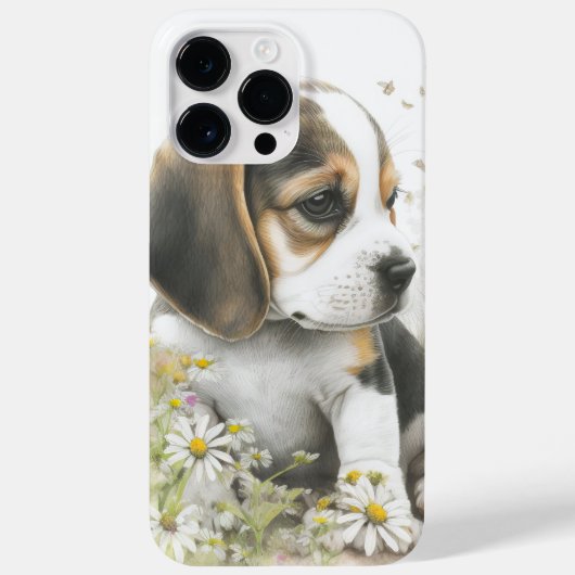 可愛い水色の茶色と白いビーグルの子犬 Case-Mate iPhoneケース (裏面)
