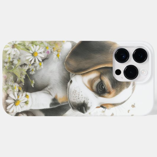 可愛い水色の茶色と白いビーグルの子犬 Case-Mate iPhoneケース (裏面 (横))