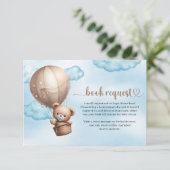 可愛い水色の茶色テディベア熱気球 エンクロージャーカード (スタンド正面)