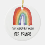 可愛い水色の虹感謝していあなたが贈る セラミックオーナメント (正面)