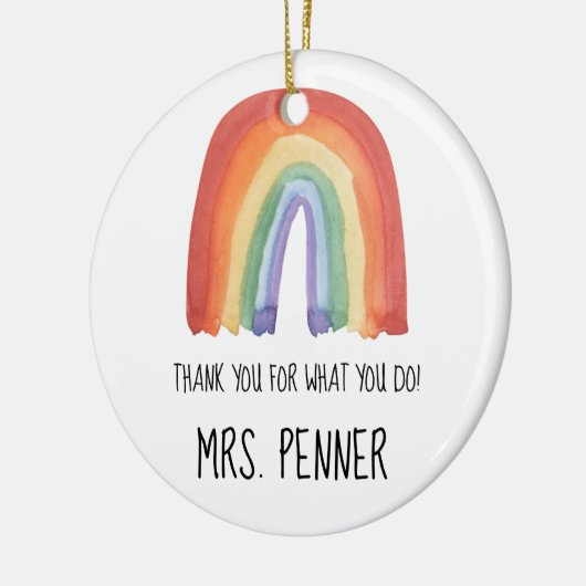 可愛い水色の虹感謝していあなたが贈る セラミックオーナメント (左)