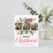 可愛い水色の離れ写真メリークリスマス シーズンカード (スタンド正面)