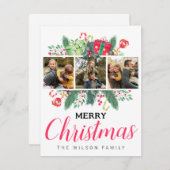 可愛い水色の離れ写真メリークリスマス シーズンカード (正面/裏面)