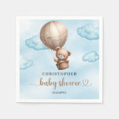 可愛い水色の青と茶色のテディベア熱い空気 スタンダードカクテルナプキン (正面)