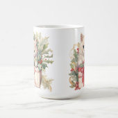 可愛い水色ふわふわのクリスマスキタン コーヒーマグカップ (中央)