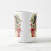 可愛い水色ふわふわのクリスマスキタン コーヒーマグカップ (中央)