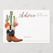 可愛い水色ウェスタンブーツ赤ちゃんシャワー アドバイスカード (正面)