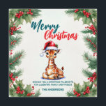 可愛い水色キリンSanta Merry Christmas シーズンカード<br><div class="desc">可愛い水色キリンSantaメリークリスマスツリー</div>
