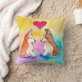 可愛い水色コーギー クッション (ブランケット)