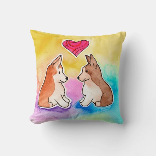 可愛い水色コーギー クッション (正面)