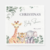 可愛い水色サファリ動物のベビーシャワー スタンダードランチョンナプキン (正面)