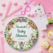 可愛い水色サファリ動物のベビーシャワー ペーパープレート (パーティー)