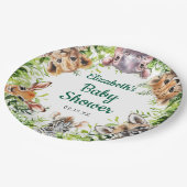 可愛い水色サファリ動物のベビーシャワー ペーパープレート (アングル)