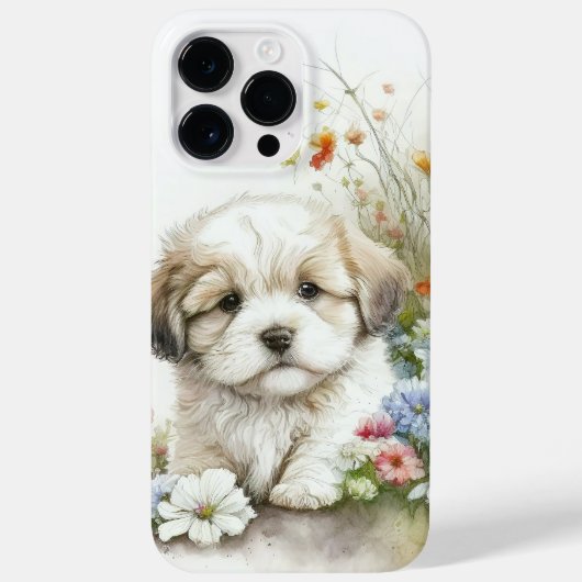 可愛い水色シーズー(犬)子犬 Case-Mate iPhoneケース (裏面)