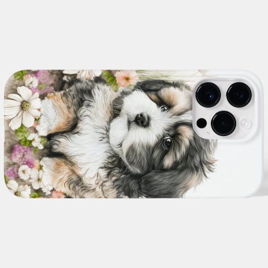 可愛い水色シーズー（犬）子犬 Case-Mate iPhoneケース (裏面 (横))