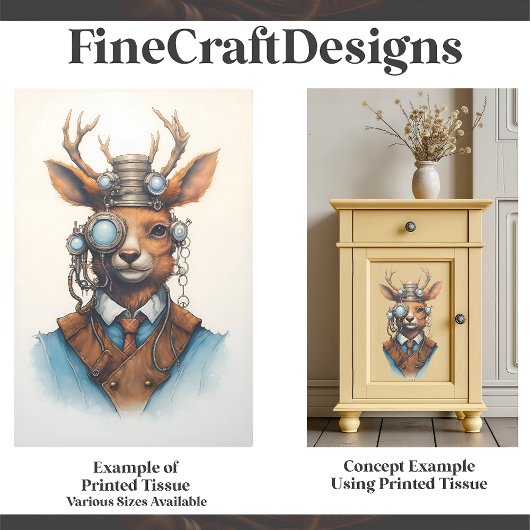 可愛い水色スチームパンクトナカイD7デコペ 薄葉紙