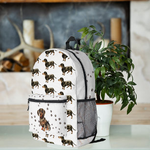 可愛い水色ダッチシュント犬の模様モノグラム プリントバックパック