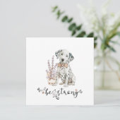 可愛い水色ダルマチアン強い書道 招待状 (スタンド正面)