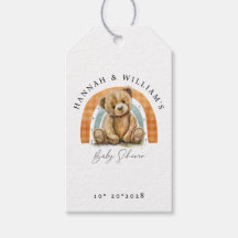 可愛い水色テディベアとレインボーベビーシャワー