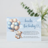 可愛い水色テディベア風船ブックリクエスト エンクロージャーカード (スタンド正面)