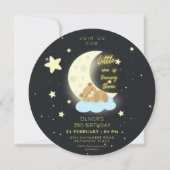 可愛い水色テディベア3歳の誕生日 招待状 (正面)