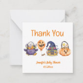 可愛い水色ハロウィーンの赤ちゃん感謝していシャワーあなた ノートカード (正面)
