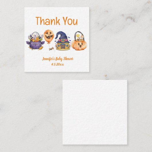 可愛い水色ハロウィーンの赤ちゃん感謝していシャワーあなた ノートカード (正面/裏面)
