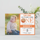 可愛い水色バスケットボールフォト誕生日1日 招待状 (スタンド正面)