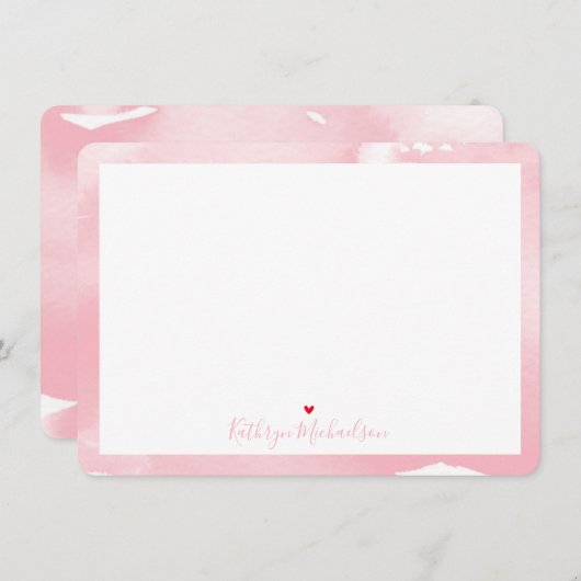 可愛い水色ピンクに注目かわいらしし淡い色のて サンキューカード (正面/裏面)