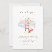 可愛い水色ボホバニー星ベビーシャワー サンキューカード (正面)