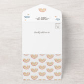 可愛い水色ボホレインボーベビーシャワー オールインワン招待状 (外側)