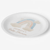 可愛い水色ボホレインボーベビーシャワー ペーパープレート (アングル)