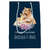 可愛い水色マザーライオン&かわいいカブゲー ミディアムペーパーバッグ (正面)