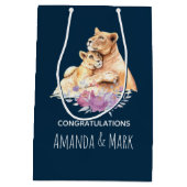 可愛い水色マザーライオン&かわいいカブゲー ミディアムペーパーバッグ (裏面)