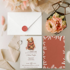 可愛い水色bearly waitクマ赤ちゃんシャワー 招待状