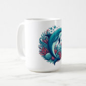 可愛い沿岸/航海のイルカ コーヒーマグカップ (正面左)