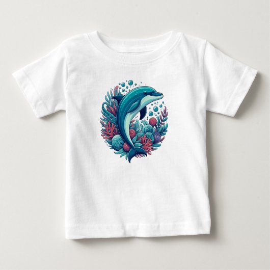 可愛い沿岸/航海のイルカ ベビーTシャツ (正面)
