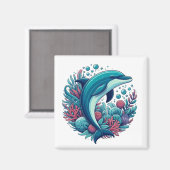 可愛い沿岸/航海のイルカ マグネット (正面/裏面)