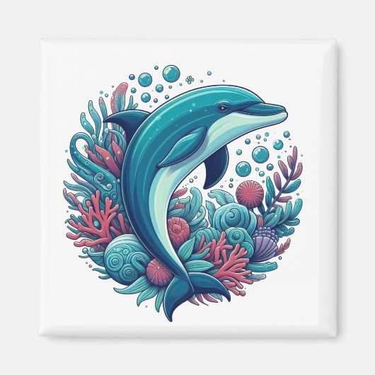 可愛い沿岸/航海のイルカ マグネット (正面)