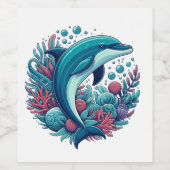 可愛い沿岸/航海のイルカ ワインラベル (シングルラベル)