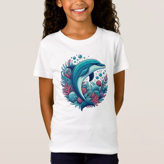 可愛い沿岸/航海のイルカ Tシャツ (正面)