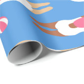 可愛い泳ぐ人とプールフロートラッピング紙 ラッピングペーパー (ロールコーナー)